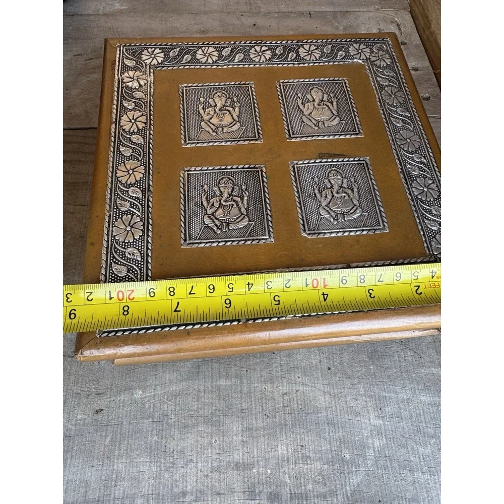 VTG Diwali Tin Metal/Copper Decorative Trinket Box, Dry Fruit Box, Jewelry box‎